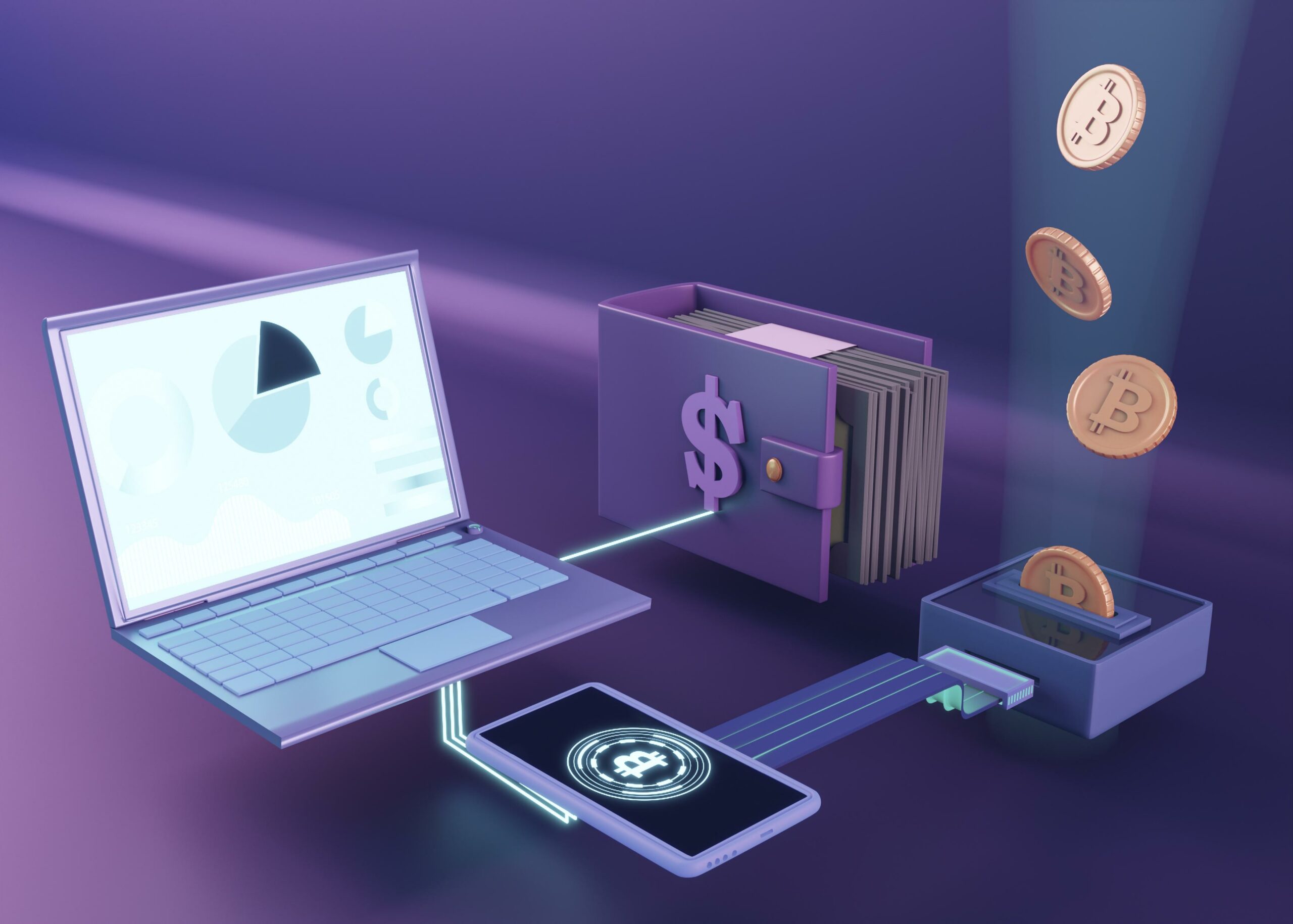 3d illustration on the topic of blockchain and cryptocurrency