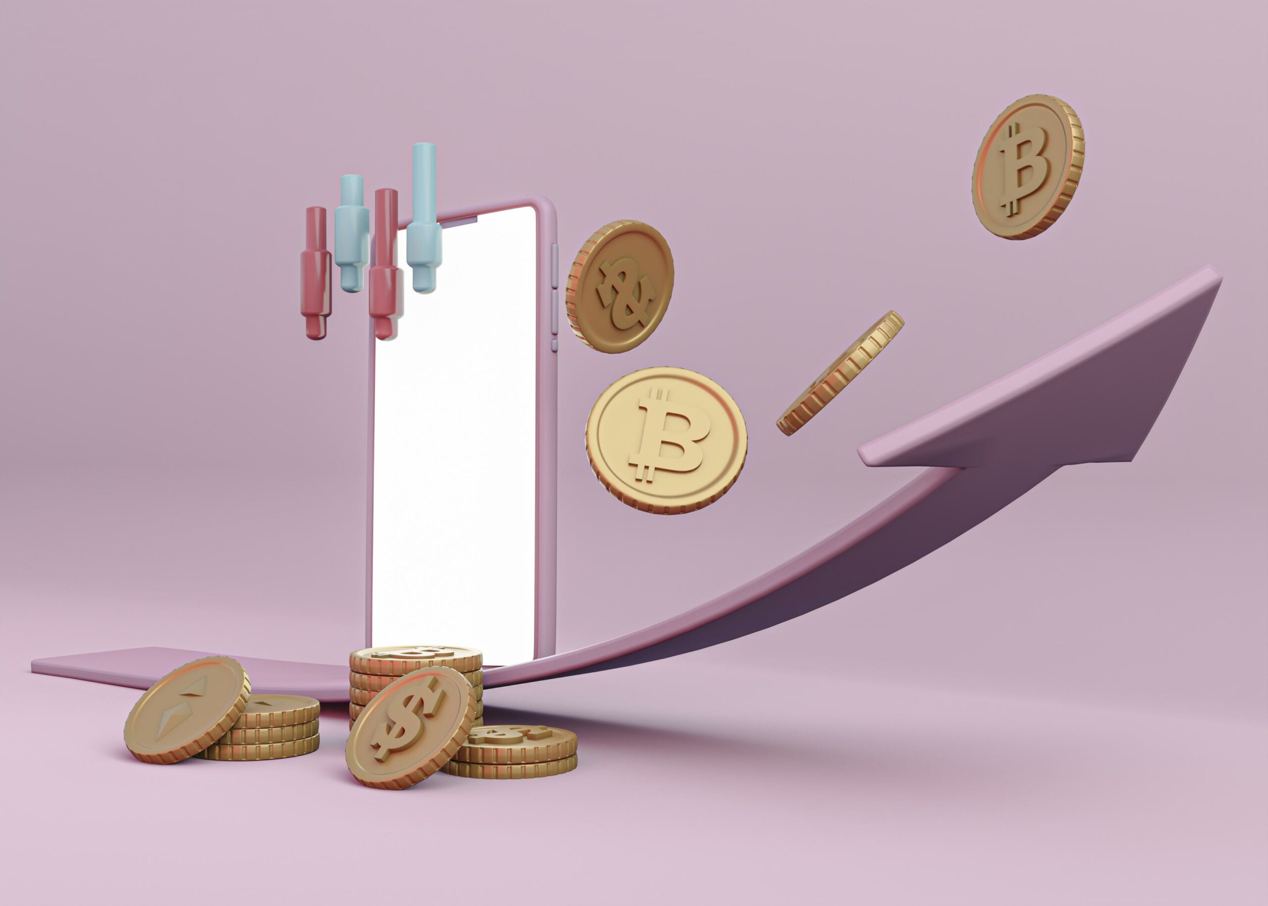 3d illustration on the theme of income growth through the use of blockchain